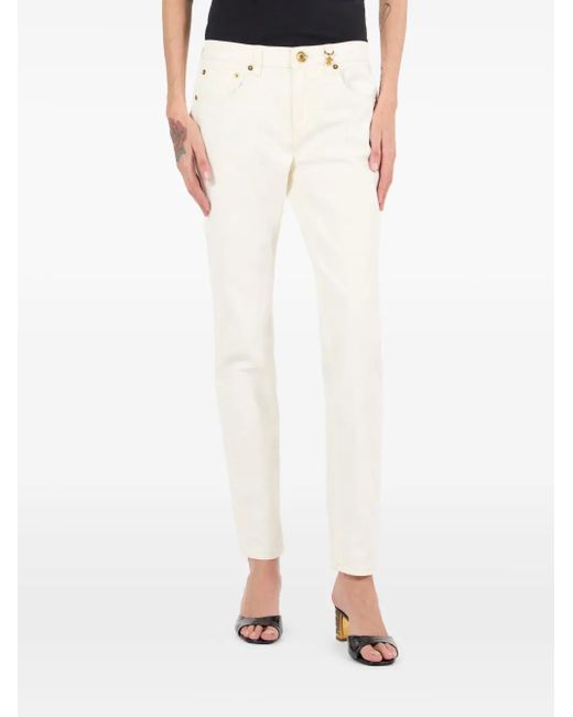 Roberto Cavalli White Python-Print Jeans