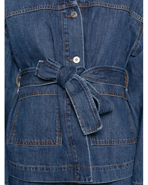 P.A.R.O.S.H. Blue Cojin Belted Denim Jacket