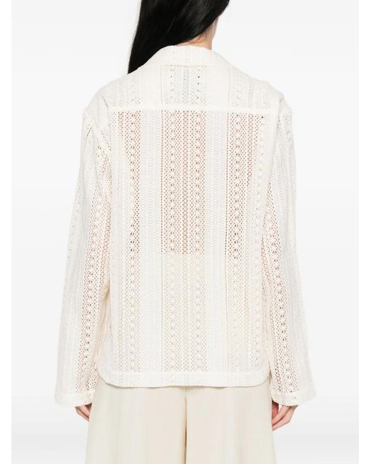 Low Classic White Lace Button Shirt