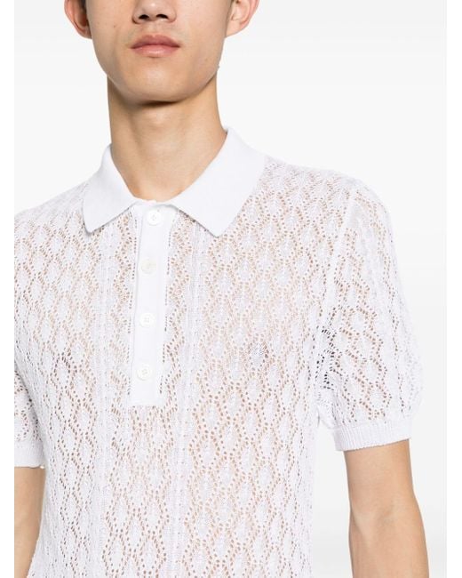 DSquared² White Open-knit Polo Shirt for men