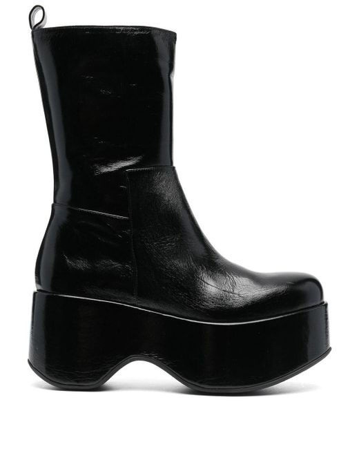 Paloma Barceló 105mm Polished-effect Leather Platform Boots in Black | Lyst