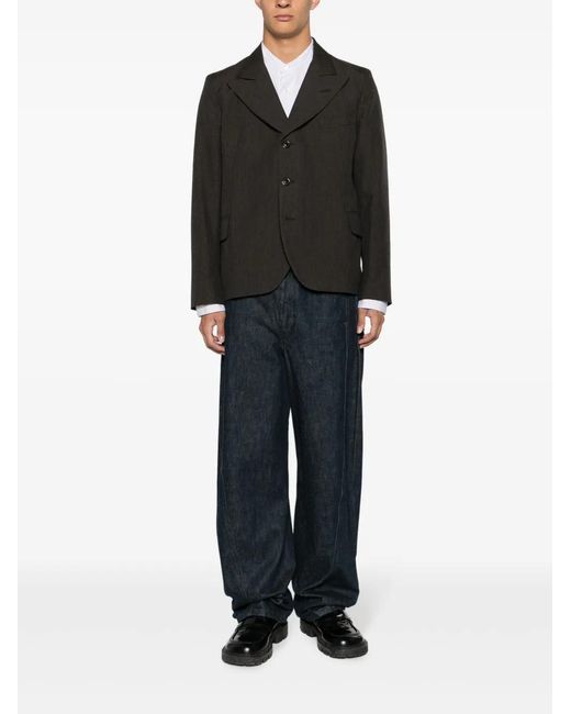 Maison Margiela Black Single-Breasted Wool Blazer for men