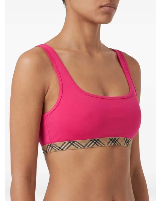 Burberry Pink Check Trim Bikini Top