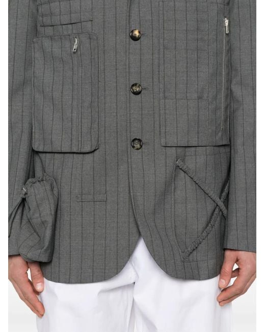 メンズ Moschino グラフィック ストライプ ジャケット Gray