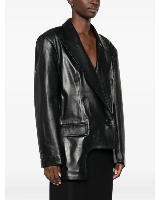 MEDEA Black Asymmetric Leather Jacket