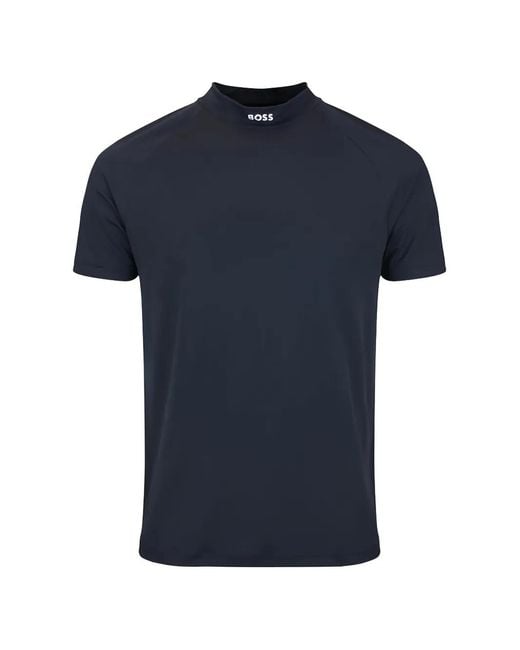 Boss Blue Logo-Print Raglan-Sleeve T-Shirt for men