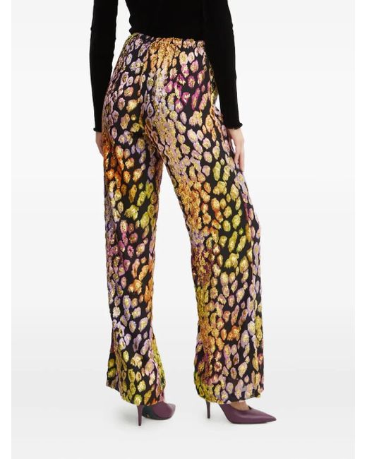 Forte_forte Black Metallic Leopard-Pattern Trousers