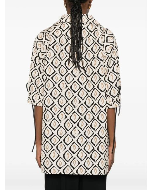 Max Mara White Printed Poplin Oversized Shirt