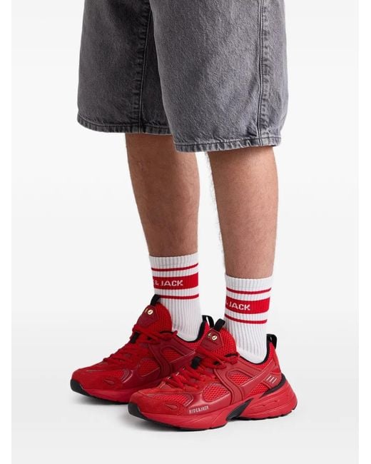 HIDE & JACK Red Mesh Panelled Sneakers