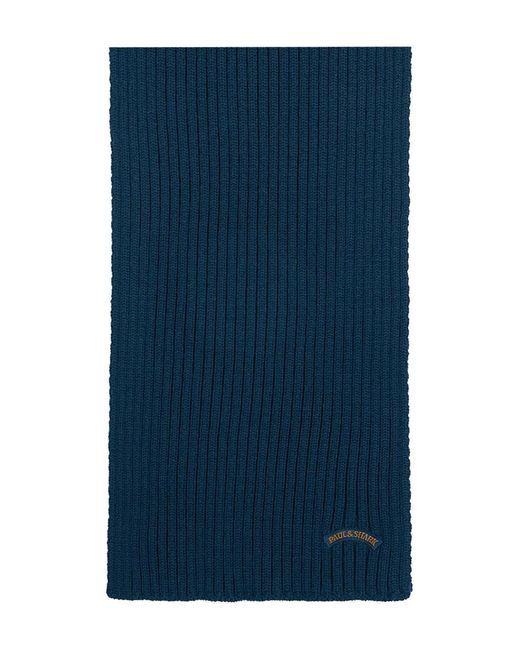 Paul & Shark Blue Ribbed Scarf for men
