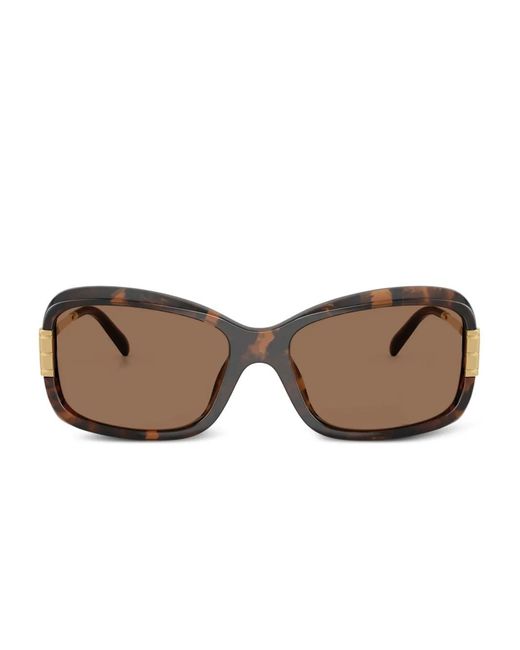 Tory Burch Brown Tortoiseshell Rectangle Sunglasses