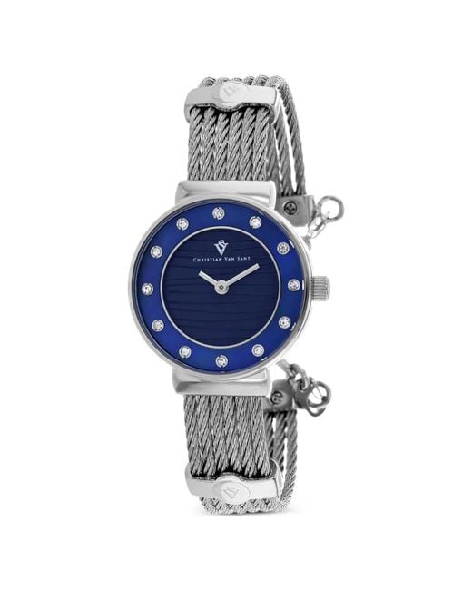Christian Van Sant Blue Cavo Cable-Link 28Mm Watch
