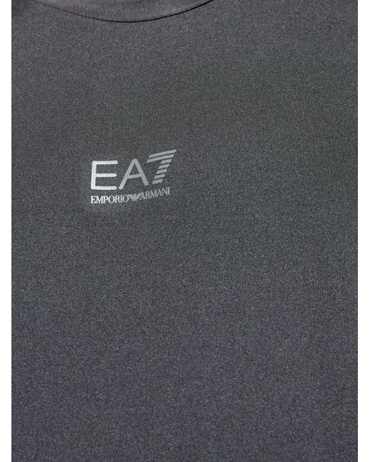 EA7 Black Logo-Print T-Shirt for men