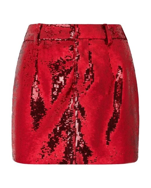 Philipp Plein Red Mini Skirt Paillettes