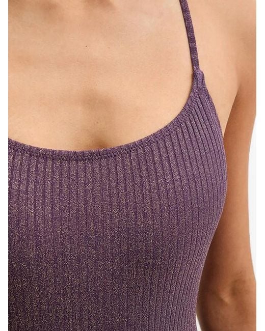 Benetton Purple Ribbed Metallic Swimsuit