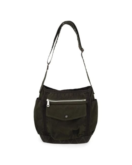 Porter-Yoshida and Co Black Multi-Pocket Shoulder Bag for men