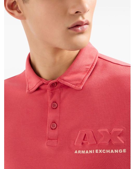 Armani Exchange Red Raised-logo Cotton Polo Shirt for men