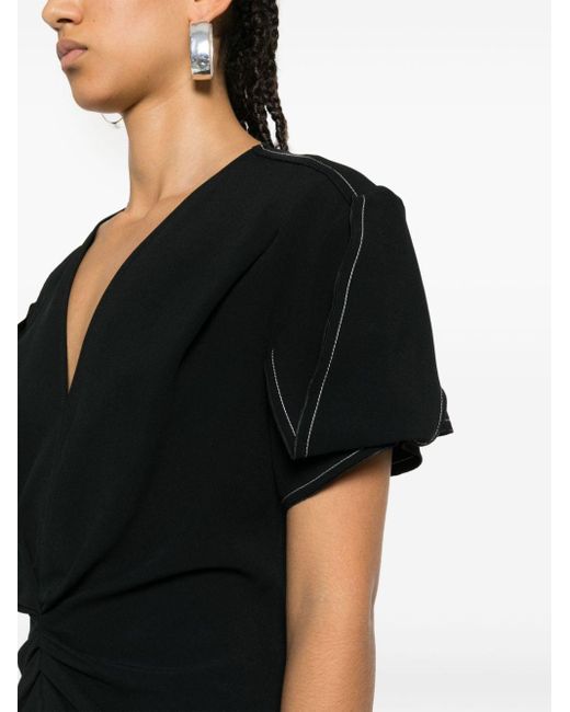 Victoria Beckham Black Gathered-Detail Dress