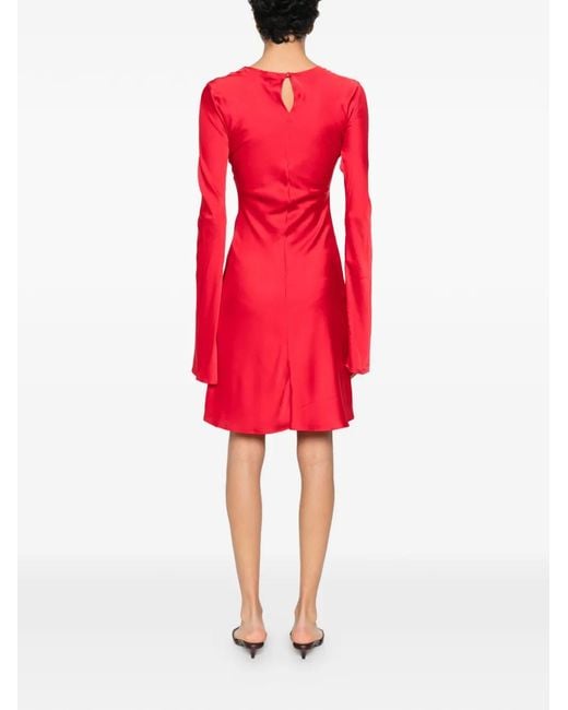 Silkylicious Red Long-Sleeve Short Dress