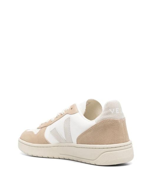 Veja White V-10 Two-tone Sneakers