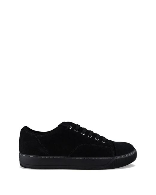 Lanvin Black Dbb1 Lace-Up Suede Sneakers for men