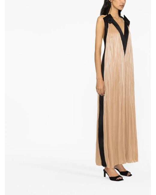 V:PM ATELIER Natural Two-Tone Open-Back Maxi Dress
