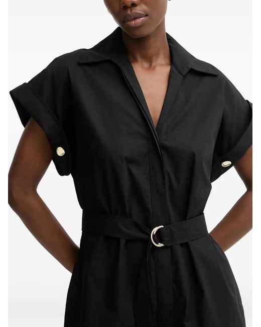 SIMONA CORSELLINI Black Belted Wide-Leg Jumpsuit
