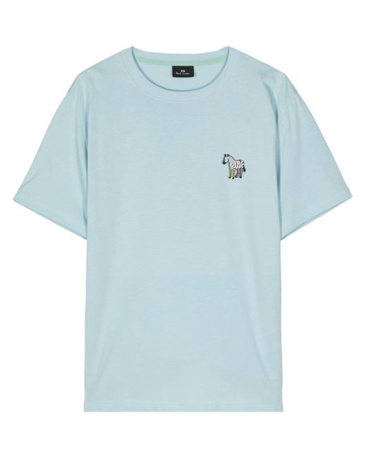 PS by Paul Smith T-Shirt aus Bio-Baumwolle mit Zebra-Print in Blue für Herren