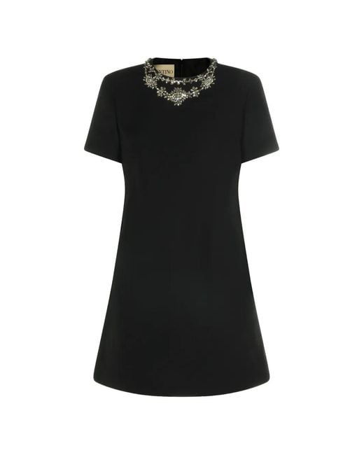 Valentino Garavani Black Embroidered Crepe Couture Short Dress