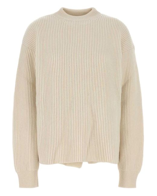 Jil Sander Natural Ribbed Wool Sweater