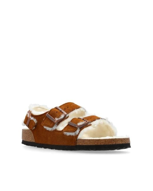 Birkenstock Brown Milano Buckled Suede Sandals