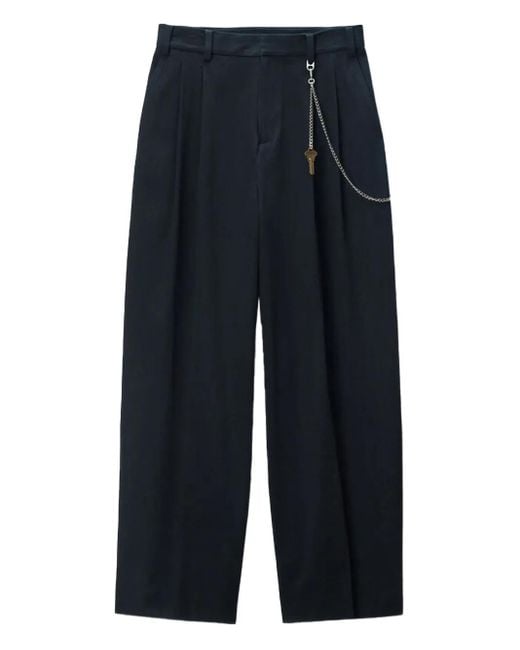 Alexander Wang Blue Pleated-Details Chain-Detail Trousers for men