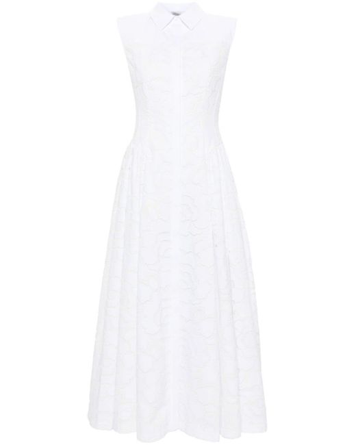 Huishan Zhang Alain Broderie Anglaise Midi-jurk in het White