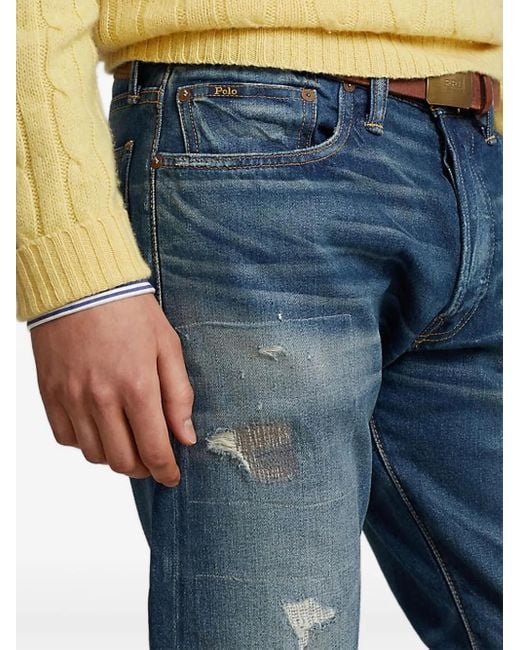 メンズ Polo Ralph Lauren ダメージ ジーンズ Blue