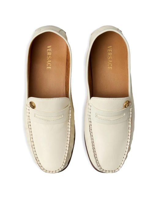 Versace White Guanto Leather Loafers