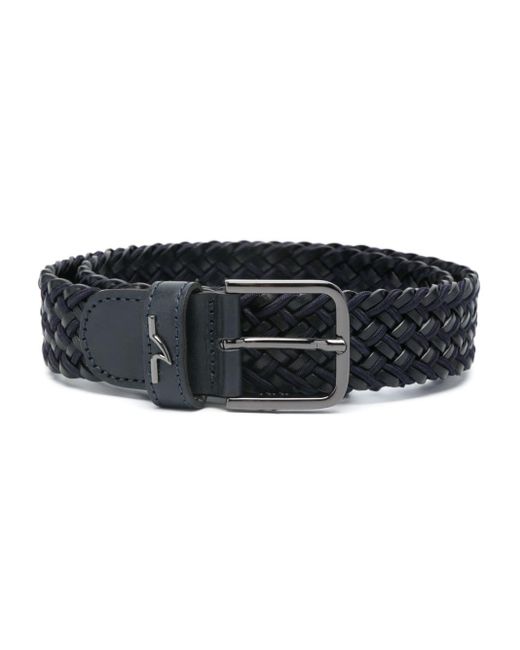 Paul & Shark Black Interwoven-design Leather Belt for men