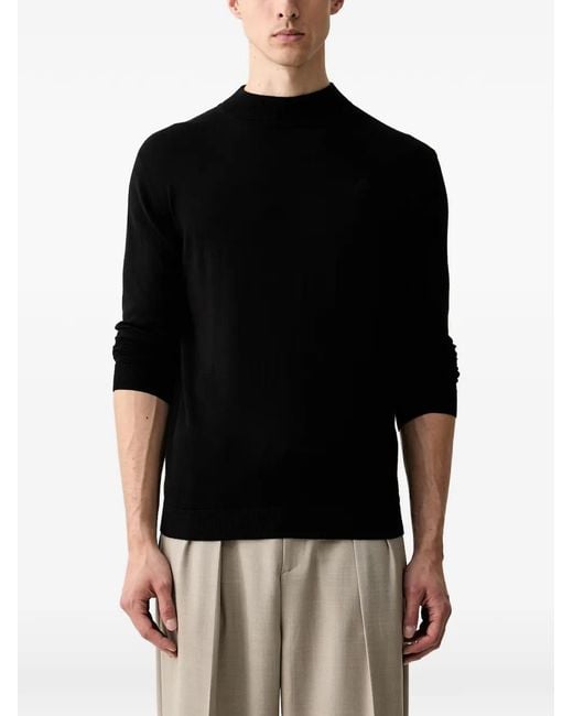 Karl Lagerfeld Black Logo-Embroidered Mock-Neck Sweater for men