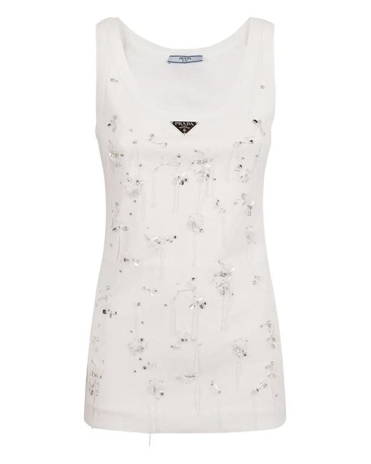 Prada White Embellished Vest