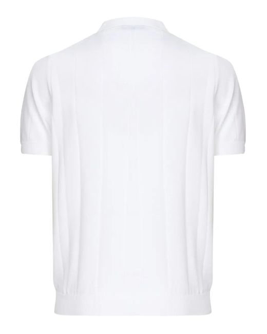 Galiana White Ribbed Polo T-Shirt for men