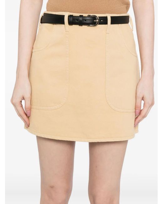 Self-Portrait Natural A-Line Belted Mini Skirt
