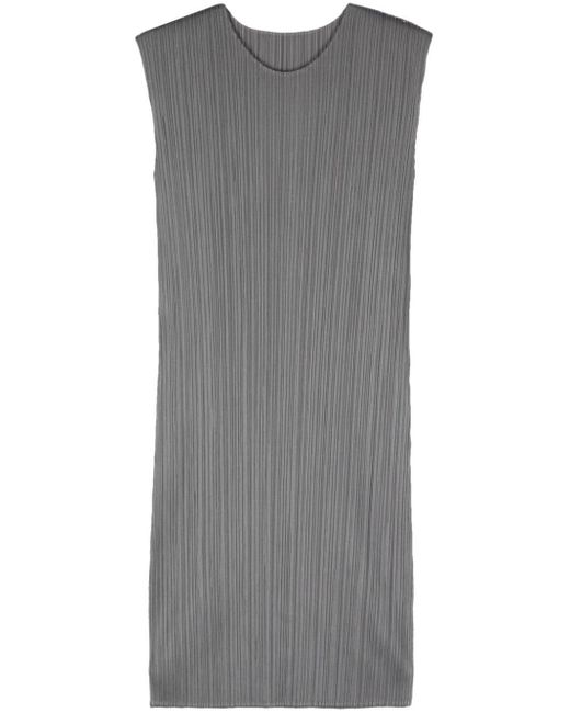 Pleats Please Issey Miyake Gray Plissé-effect Mini Dress