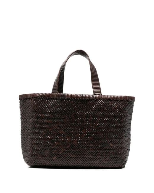 Manebí Black Sac Cabas New Sunset Médium En Cuir Tressé