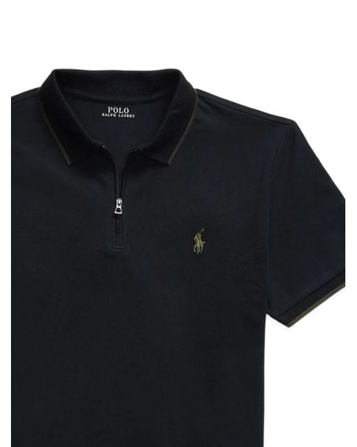 Polo Ralph Lauren Black Zip-Neck Polo Shirt for men