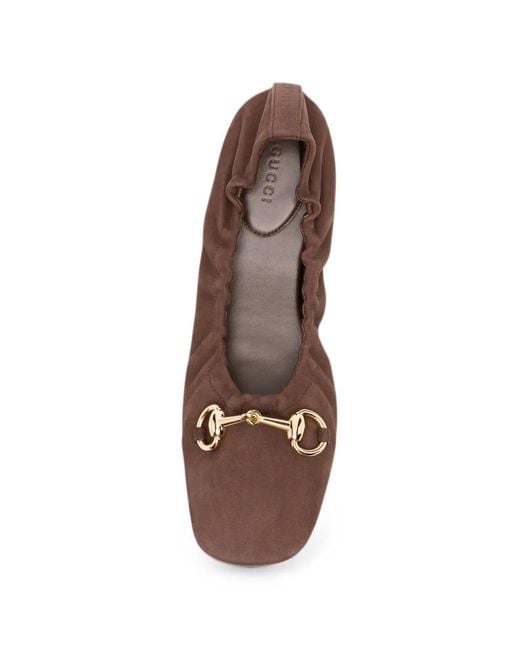 Gucci Brown Elasticated Ballet Flats