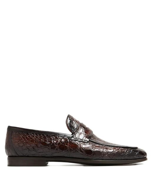 Magnanni Shoes Brown Leather Loafers for men