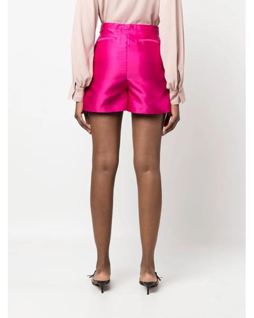 Blanca Vita Pink Satin-Finish Tailored Shorts