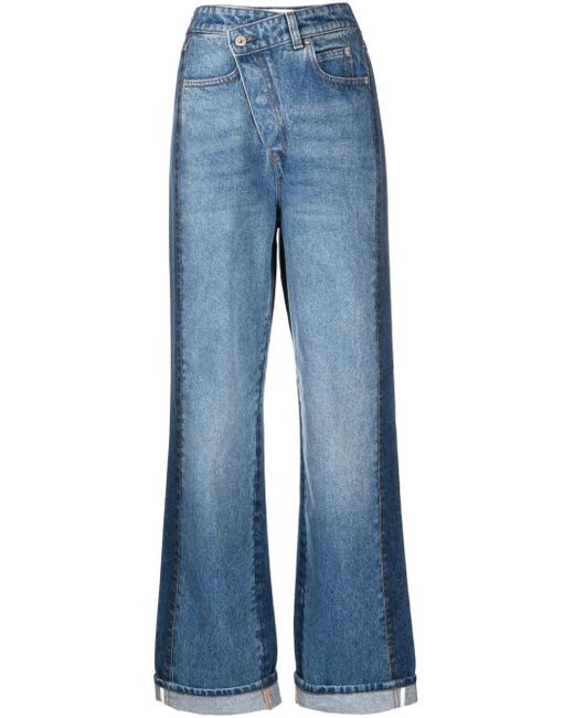 Loewe Blue Deconstructed Wide-leg Jeans