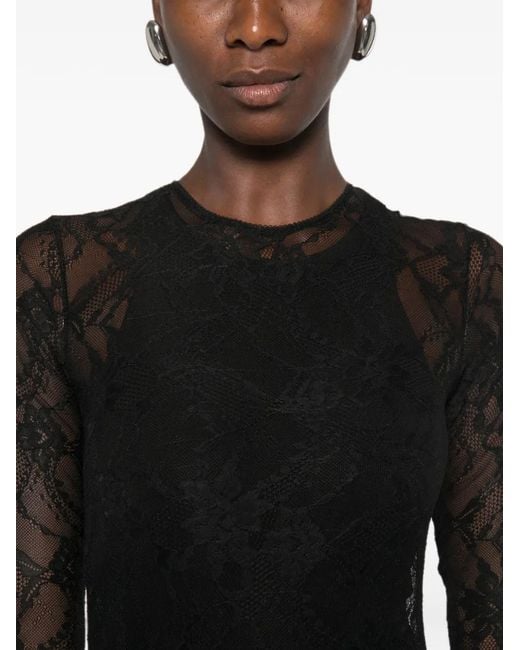 ANDAMANE Black Sheila Floral-Lace Jumpsuit