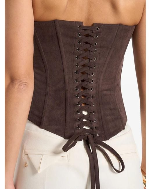 Manière De Voir Brown Scarlett Suede Lace Up Corset