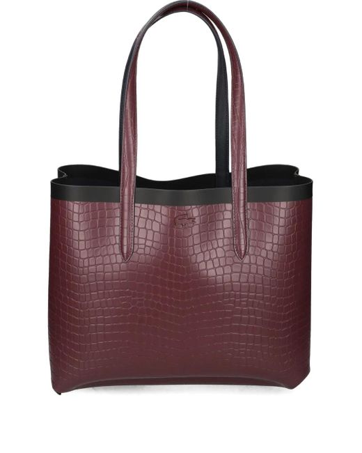 Lacoste Red Embossed Handle Tote Bag